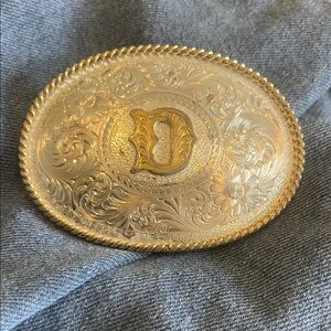 Montana Silversmiths Gold and Silver Oval Buckle with Raised Letter